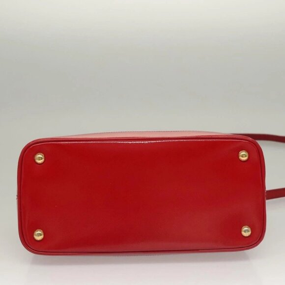 PRADA Hand Bag Safiano leather 2way Red Gold Auth 136147 - Picture 7 of 16